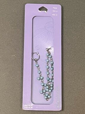 NWT Claire’s Nose Ring Earring Chain Turquoise Silver Hoop Post Festival Fashion